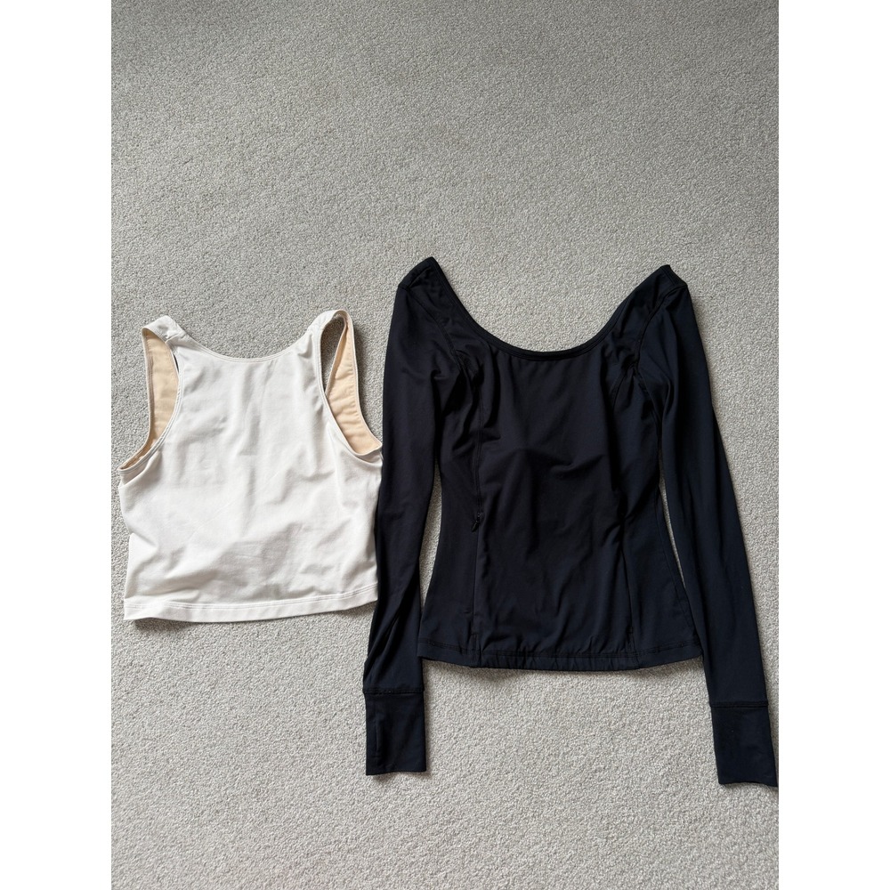 Wondery Bundle Women Size M Black Cream Long Sleeve Tank Top Zip Pocket